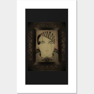 ART DECO PIERROT GIRL IN FRAME Posters and Art